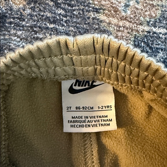 Nike Beige Jogger Pants with Blue Logo. Size 2T - Picture 2 of 4